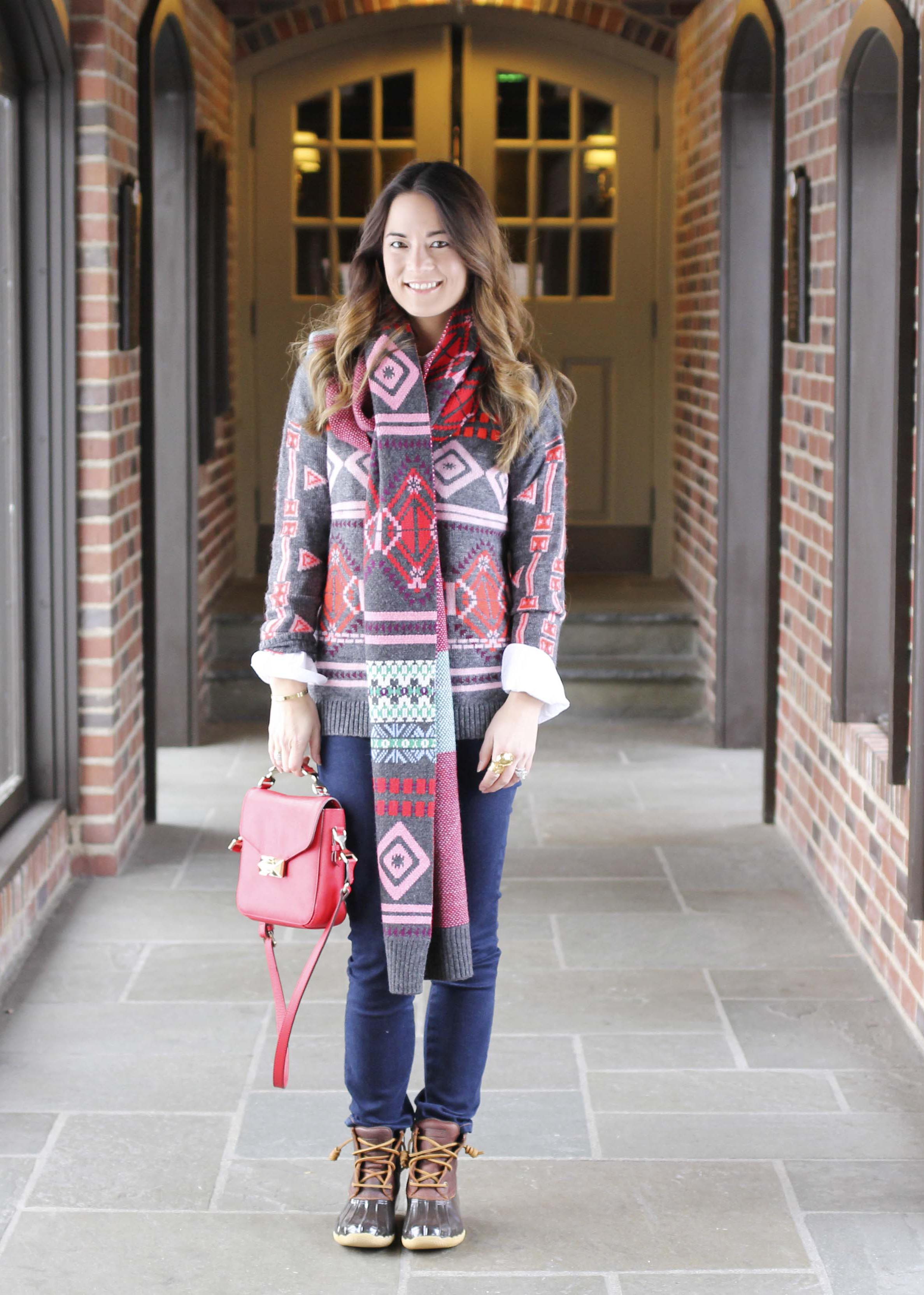 J. Crew Pink Fair Isle