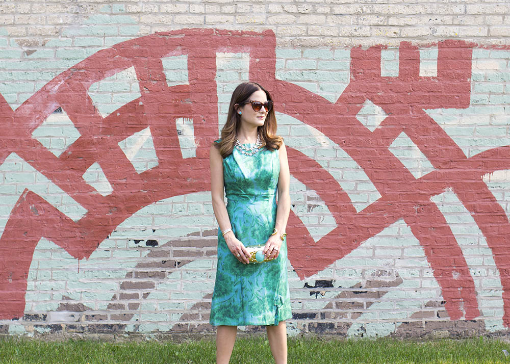 Vintage Green Floral Dress