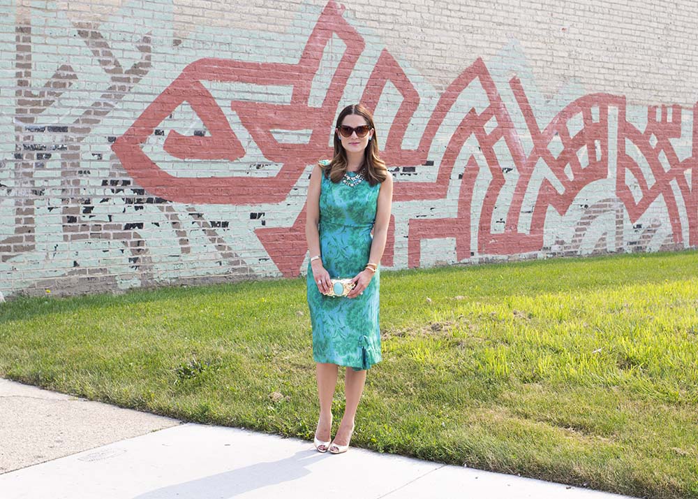 Vintage Green Floral Dress