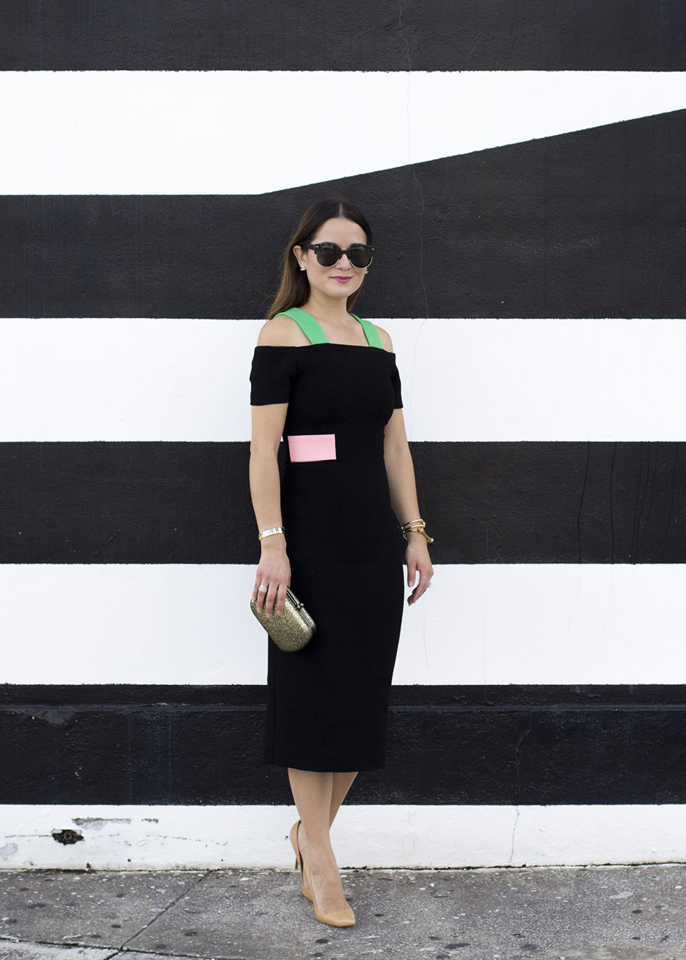 Black Color Block Dress