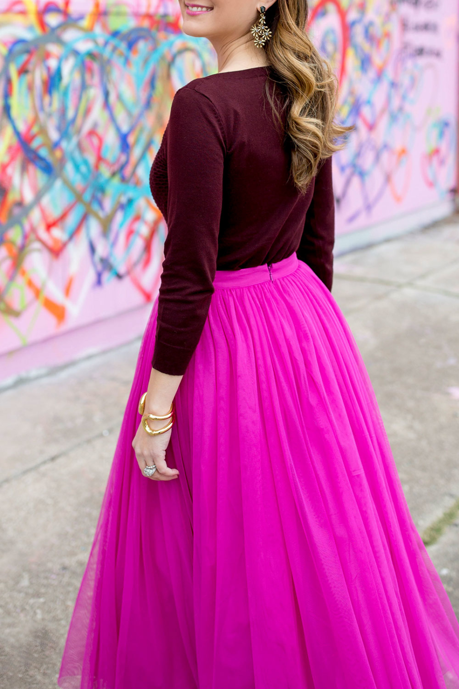 Pink Tulle Midi Skirt 