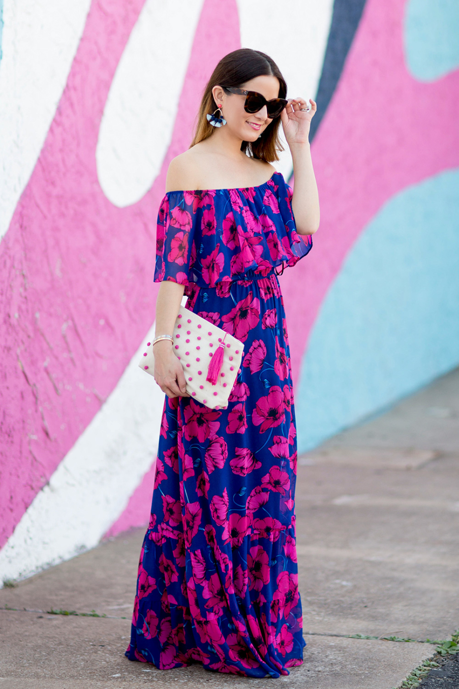 Floral Off the Shoulder Maxi Dress | Summer Dresses | Pink Printed Dress