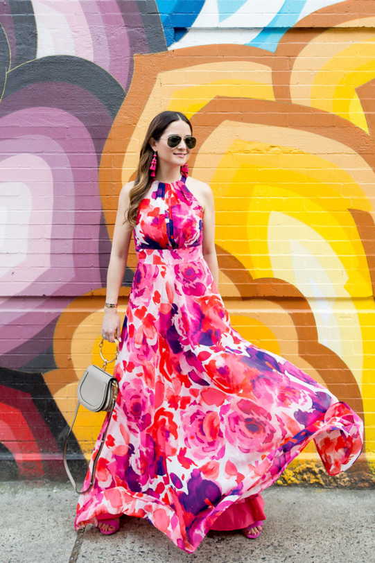 Pink Floral Maxi Dress