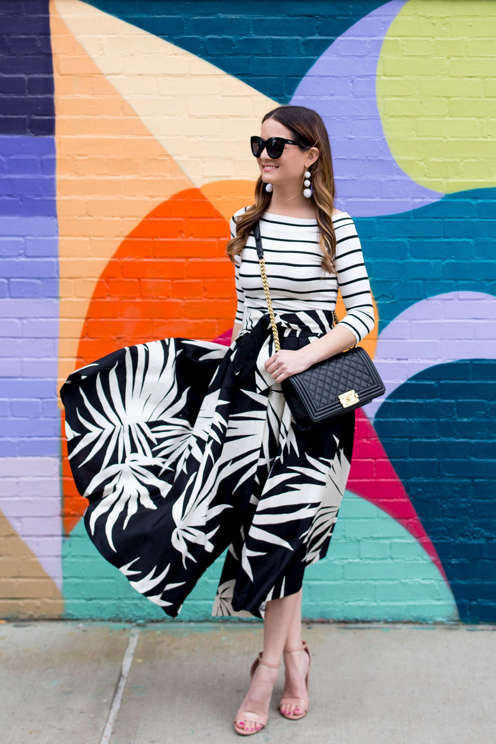 Milly Palm Print Skirt