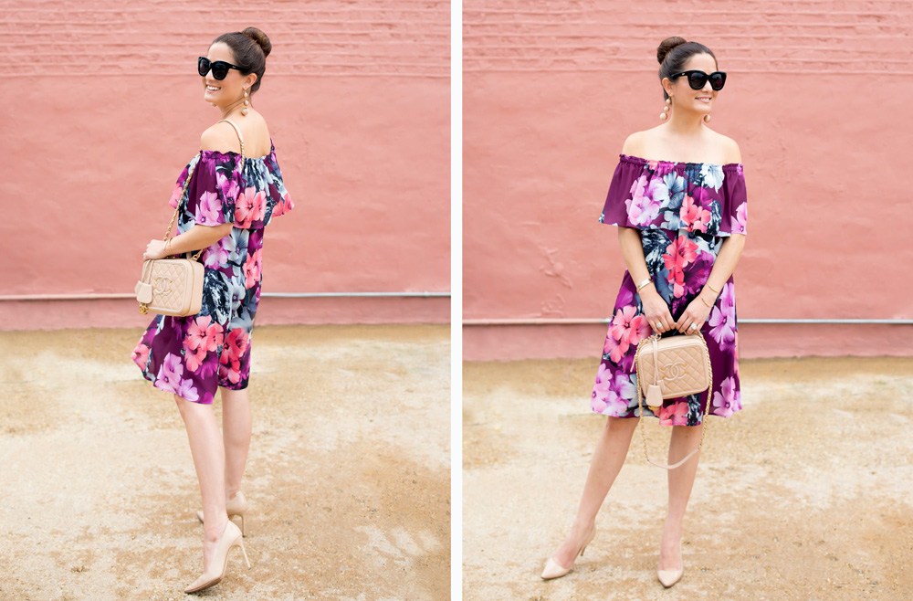 CeCe Floral Off Shoulder Ruffle Dress