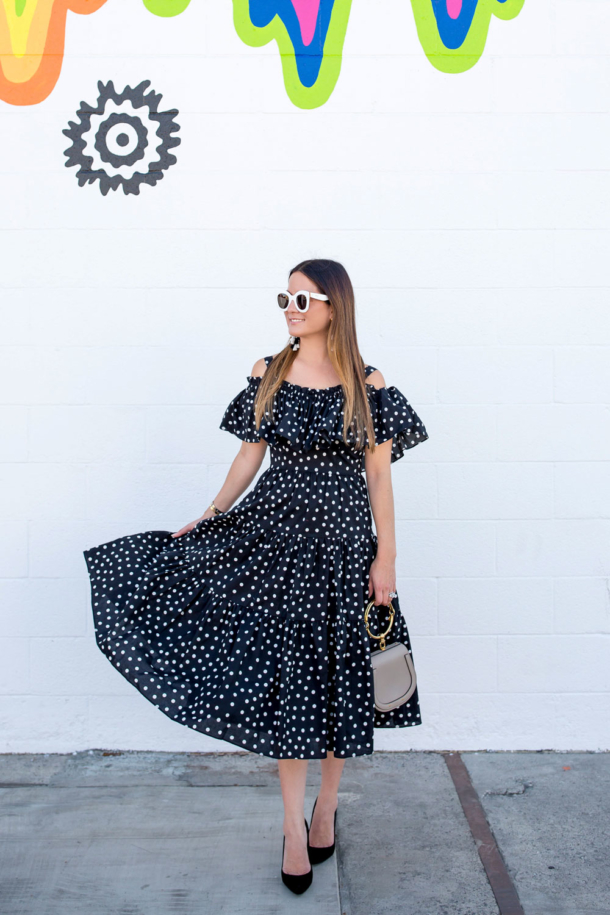 black and white polka dot dresses