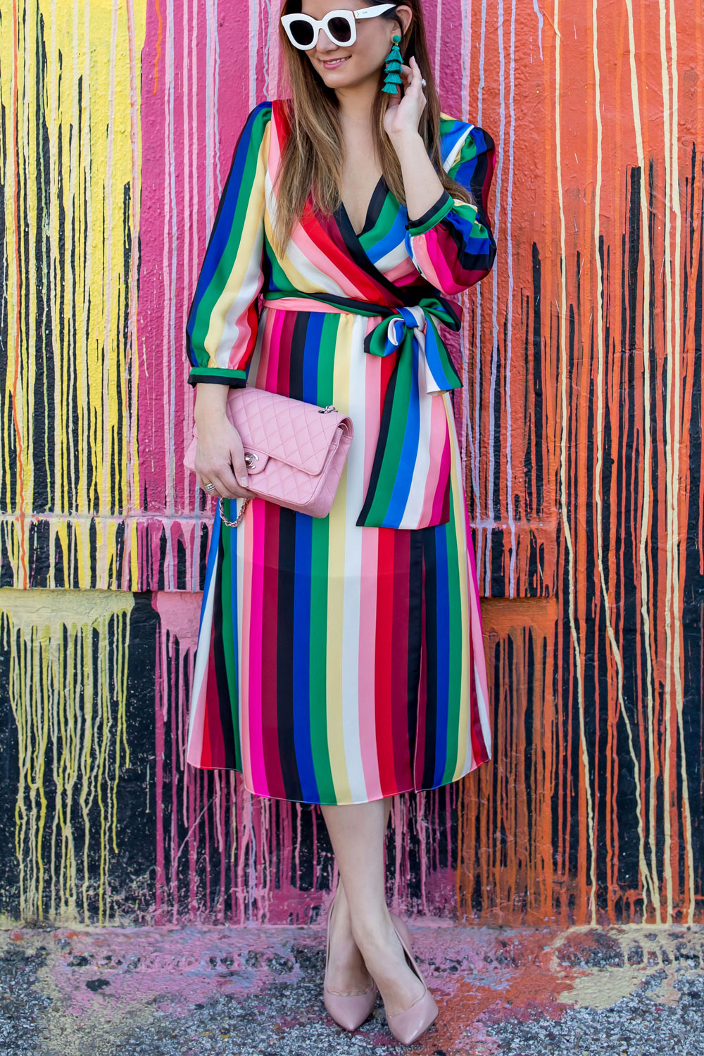 multicolor wrap dress