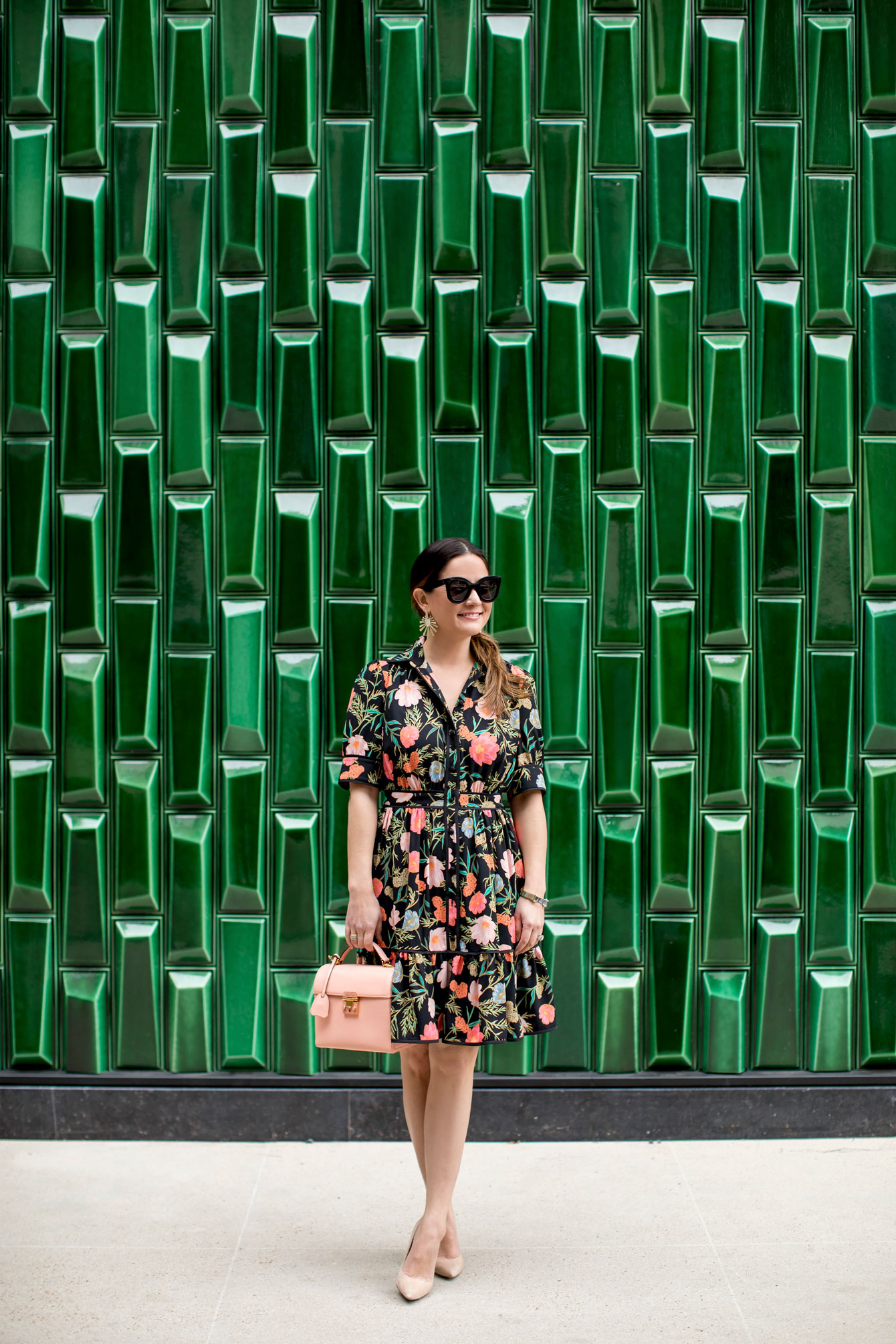 Kate Spade Blossom Print Shirtdress at a Green Wall in Austin