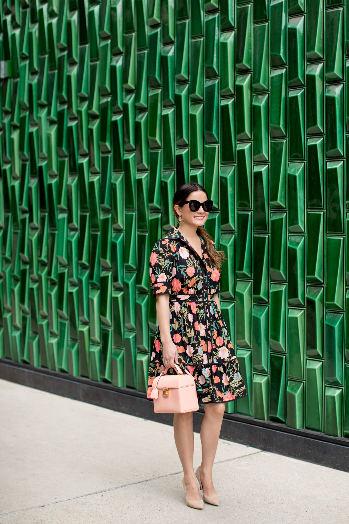 Kate Spade Blossom Print Shirtdress at a Green Wall in Austin