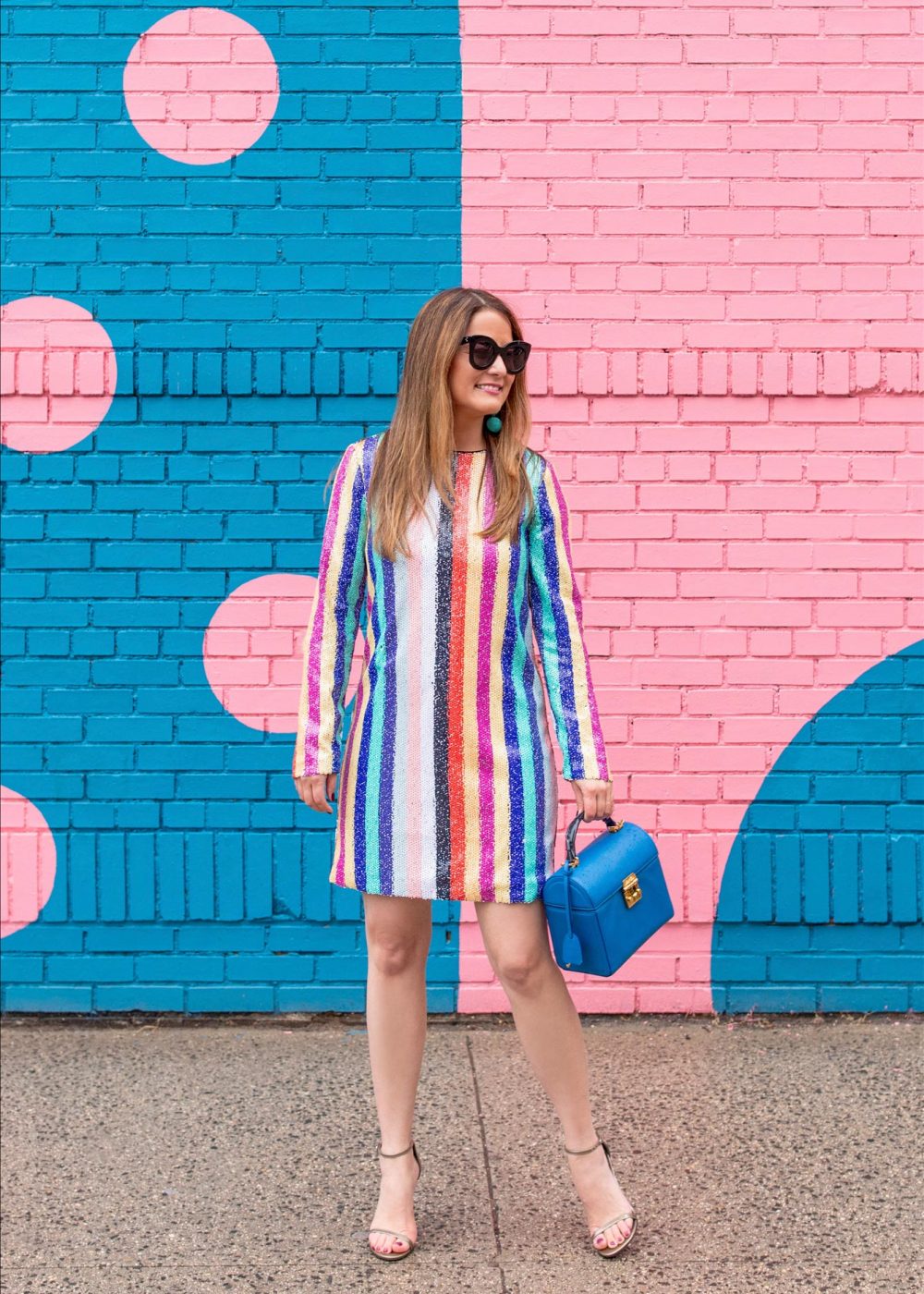 Mestiza Sequin Rainbow Stripe Mini Dress