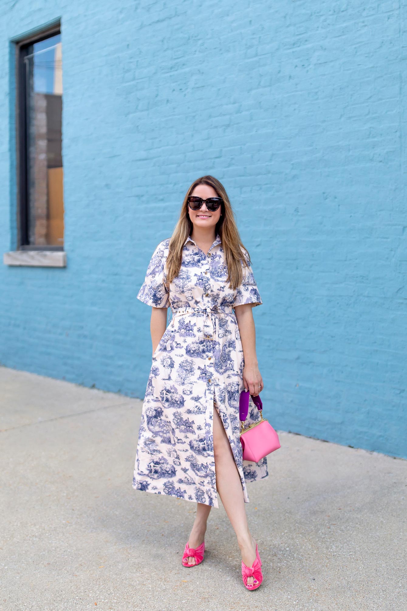 A Parisian Chic Blue Toile Shirtdress for Fall - Style Charade