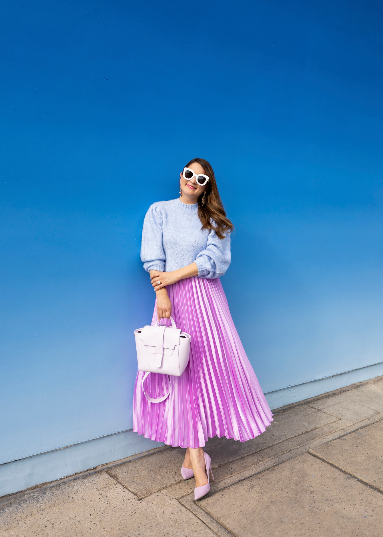 ASOS Lavender Pleated Midi Skirt 