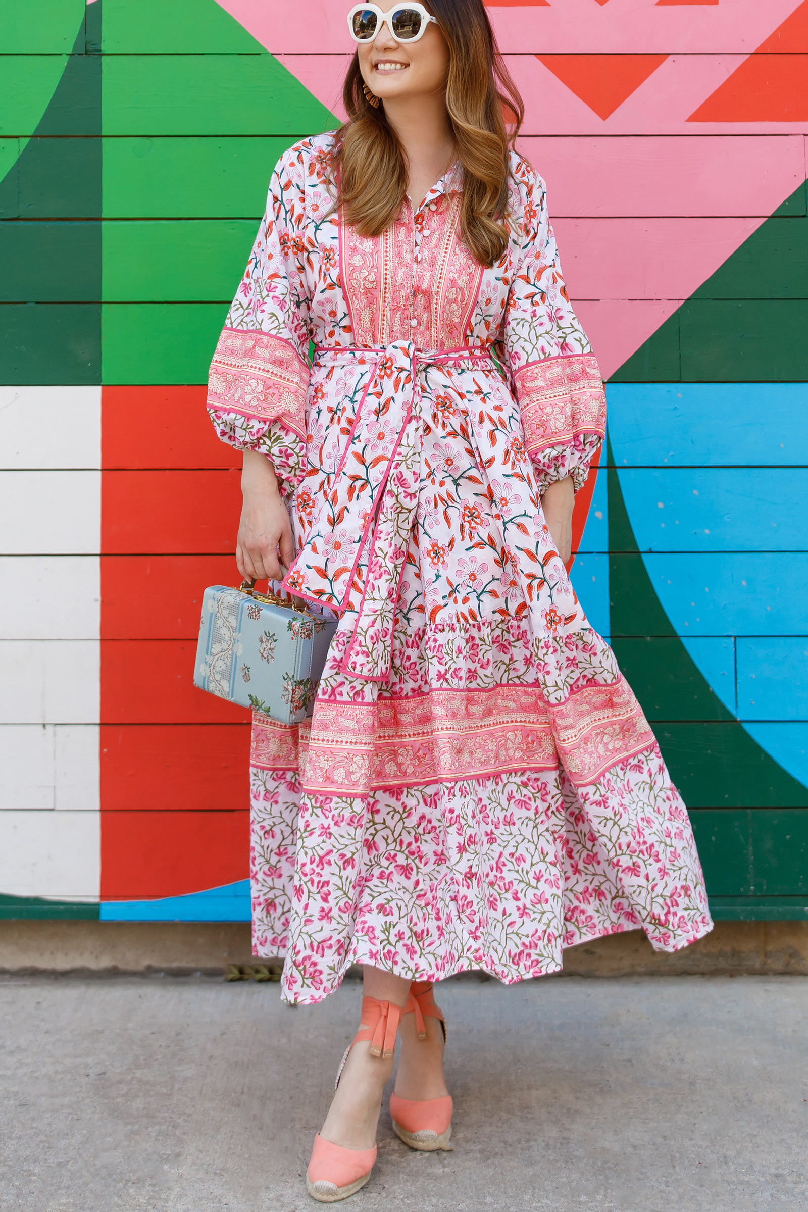 Jennifer Lake Sue Sartor Pink Floral Dress