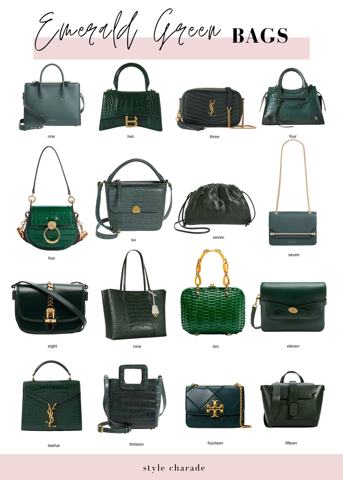 Add a splash of green to your wardrobe with an Emerald Handbag!