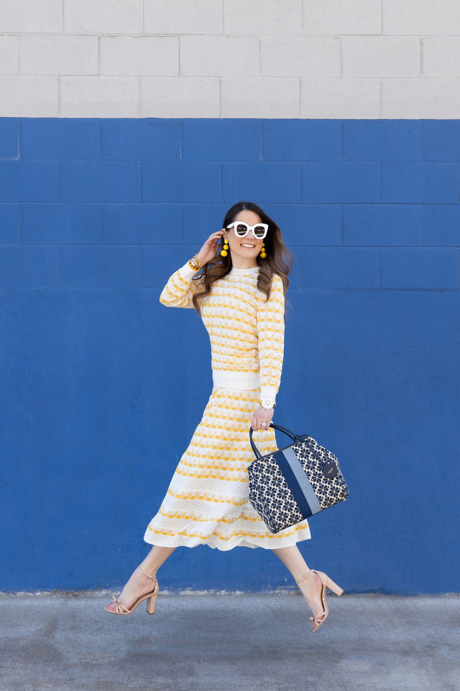 Kate Spade Market Stripe Tote Medium Blue Canvas Leather Shoulder Bag –  Luxe Fashion Finds