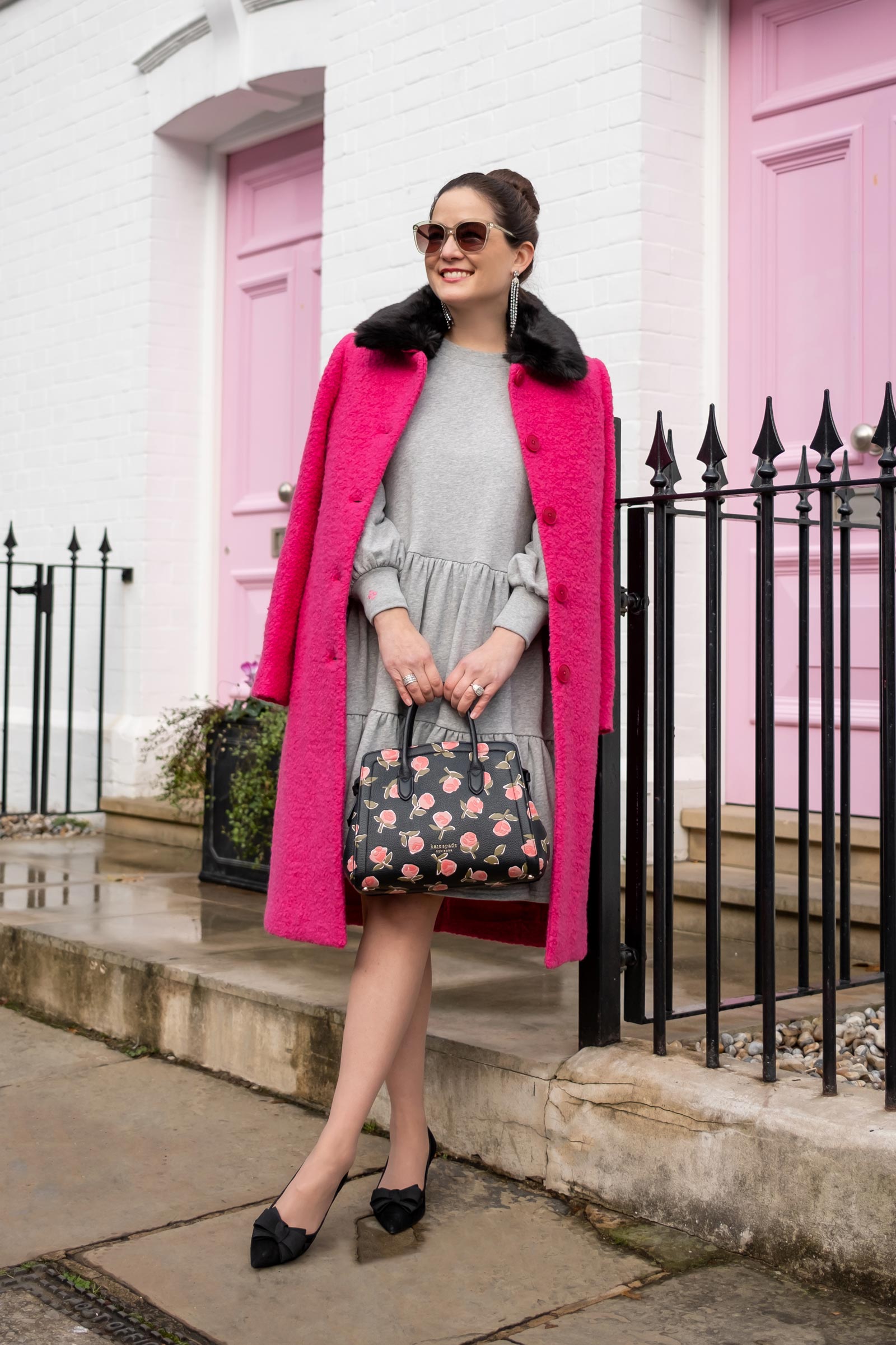 Kate Spade Pink Coat | London Fashion Travel - Style Charade