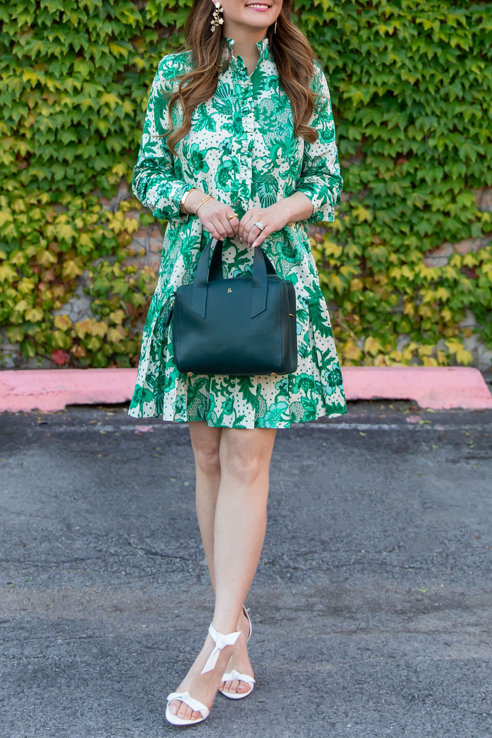 A Perfect Green Floral Dress for the Fall Transition - Style Charade
