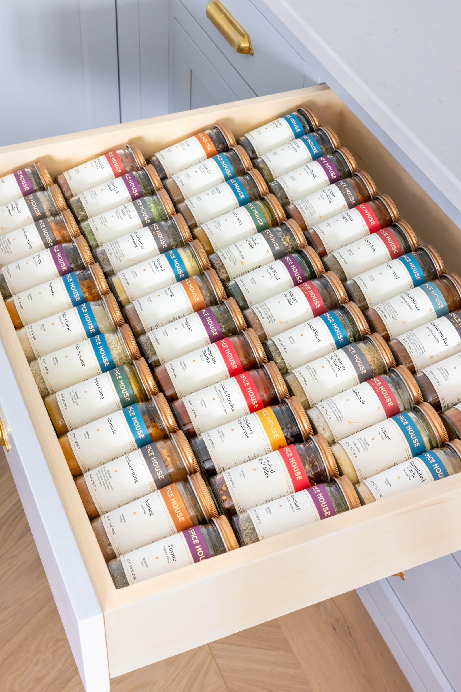 Spice drawer organization