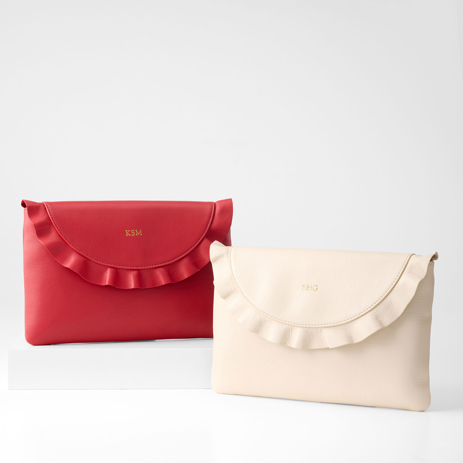 Leather Ruffle Clutches