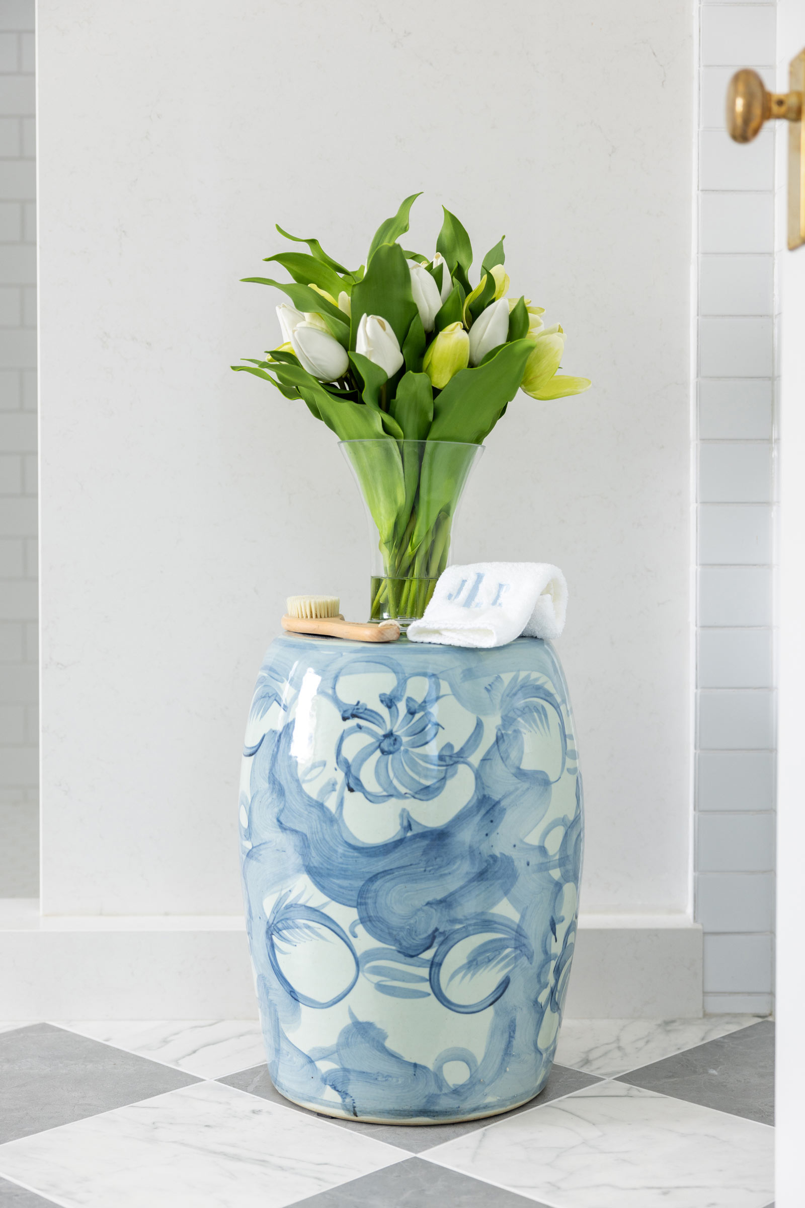 Cailini Coastal Painted Floral Garden Stool