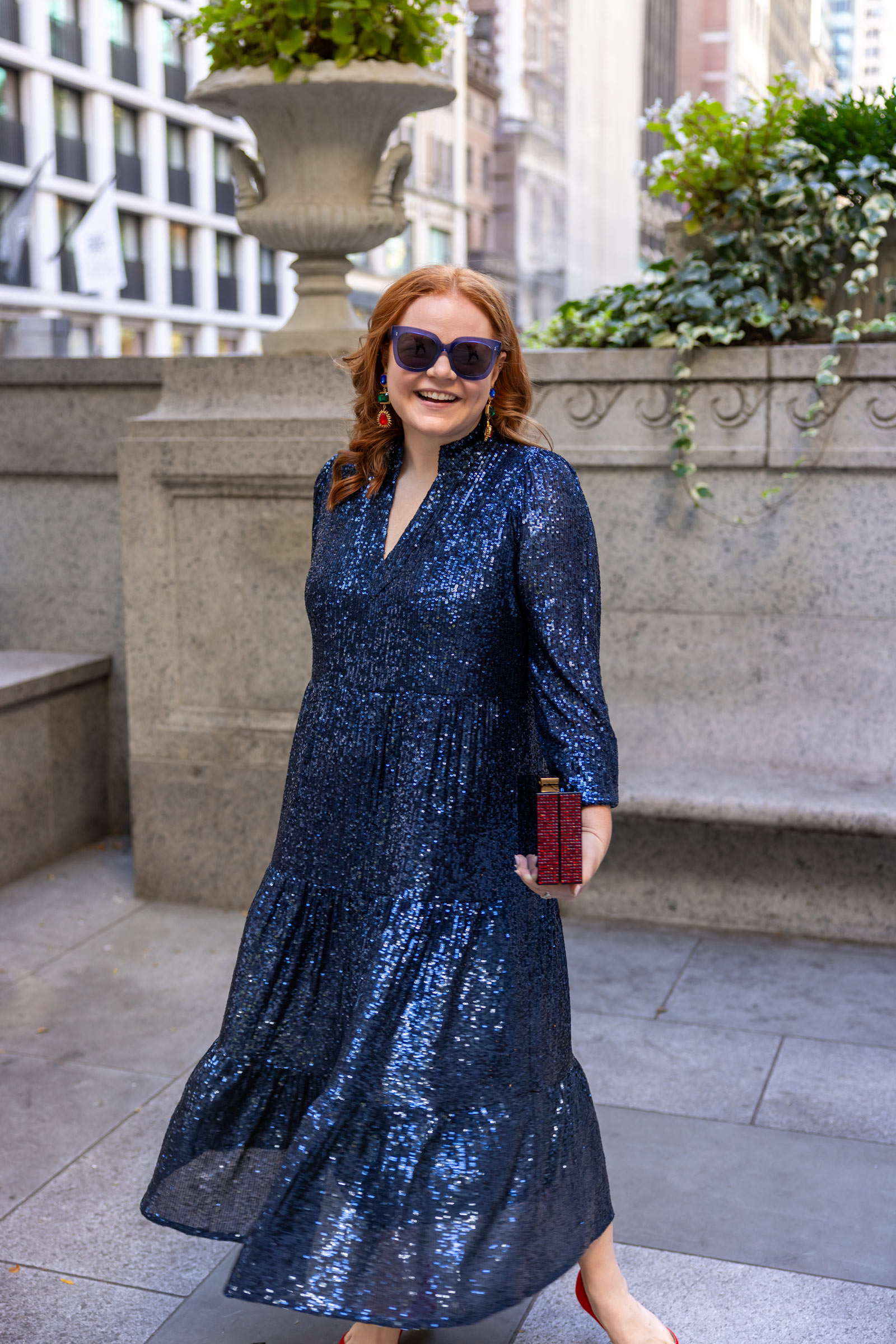 Allie Provost Blue Sequin Dress