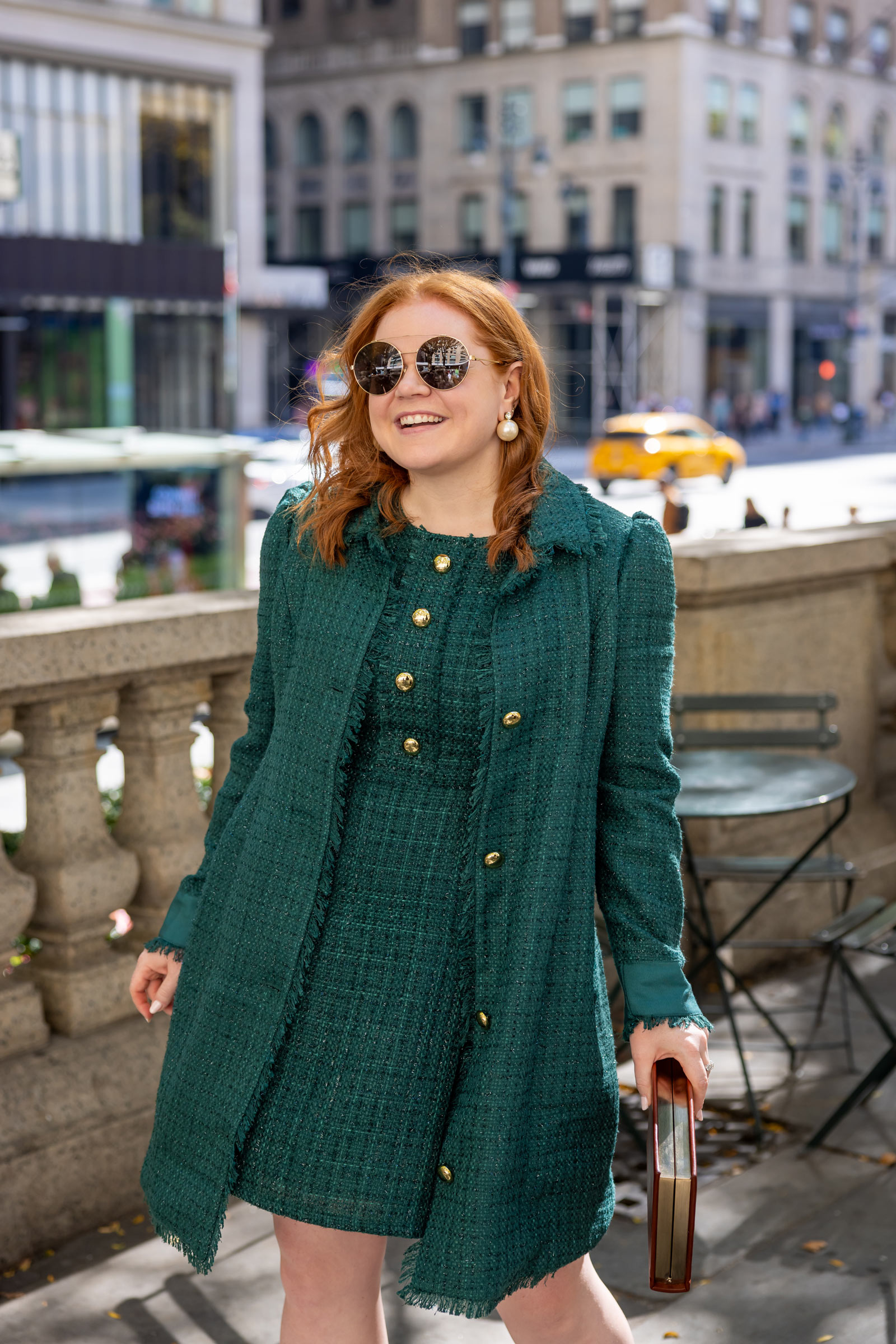 Emerald Green Tweed Coat