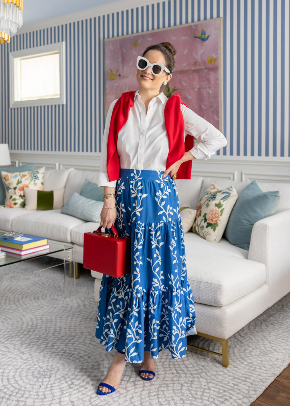 Jennifer Lake Blue Print Skirt